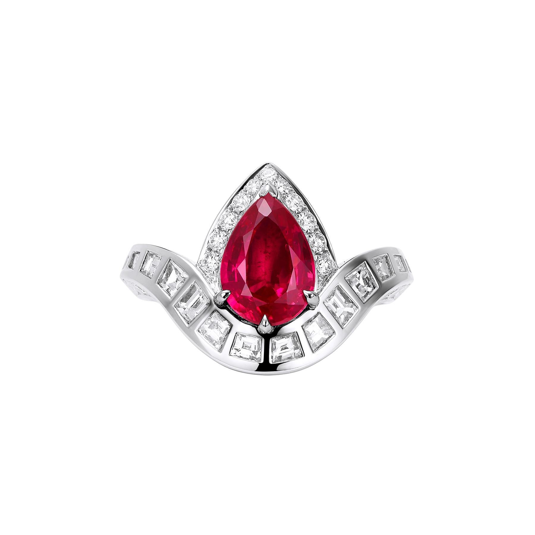 GEMCOOK JEWELRY 2.04ct Unheated Pigeon Blood Ruby Ring In New Condition For Sale In Bangkok, TH