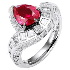 GEMCOOK JEWELRY 2.04ct Unheated Pigeon Blood Ruby Ring