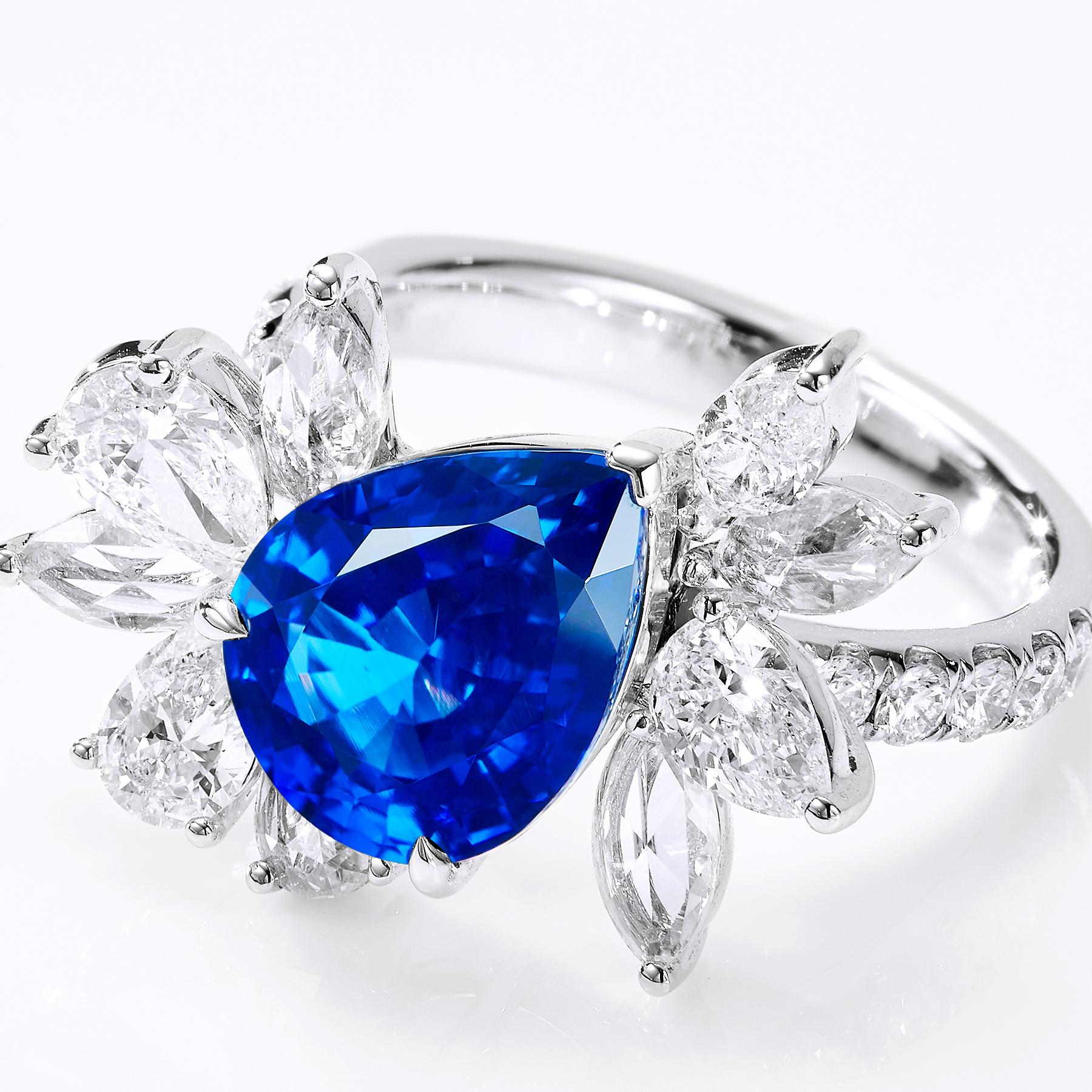 GEMCOOK JEWELRY 4.06ct Old Burnt Royal Blue Sapphire Ring.Expertly crafted by GEMCOOK JEWELRY, this 4.06ct Old Burnt Royal Blue Sapphire Ring features a dazzling GRS Sri Lanka stone. The perfect combination of luxury and quality, this ring is a