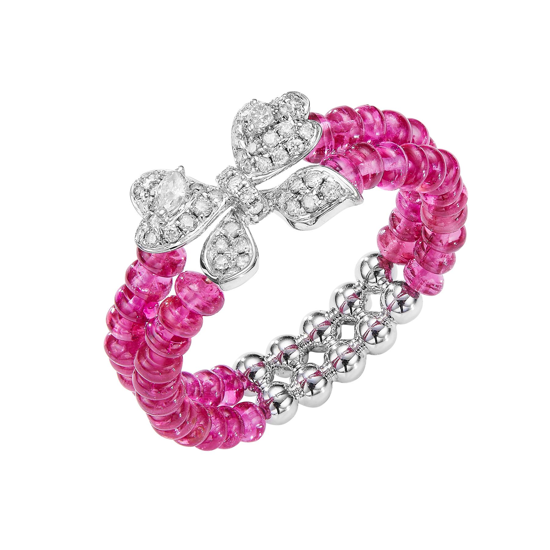 Women's or Men's GEMCOOK JEWELRY Bow Beaded Spinel Ring For Sale
