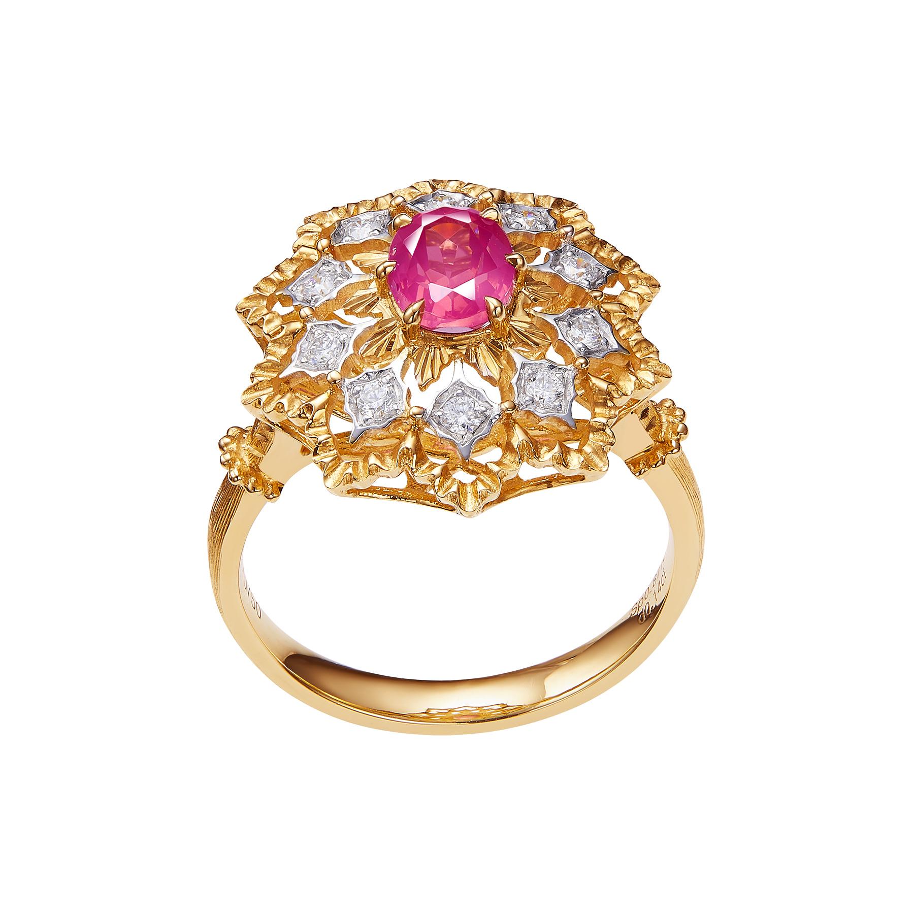 GEMCOOK JEWELRY Italienischer Mahenge-Ring aus gebürstetem Metall 0,87 Karat für Damen oder Herren im Angebot
