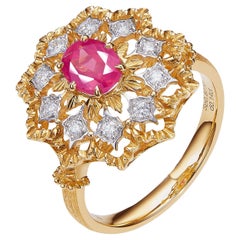 GEMCOOK JEWELRY Italienischer Mahenge-Ring aus gebürstetem Metall 0,87 Karat