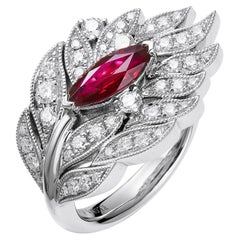 GEMCOOK JEWELRY Unheated 1.01ct Pigeon Blood Ruby Modernism Index Finger Ring
