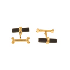 Rose Gold Dog Bone Cufflinks  and onyx