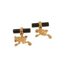 Rose gold frogs cufflinks  and onyx