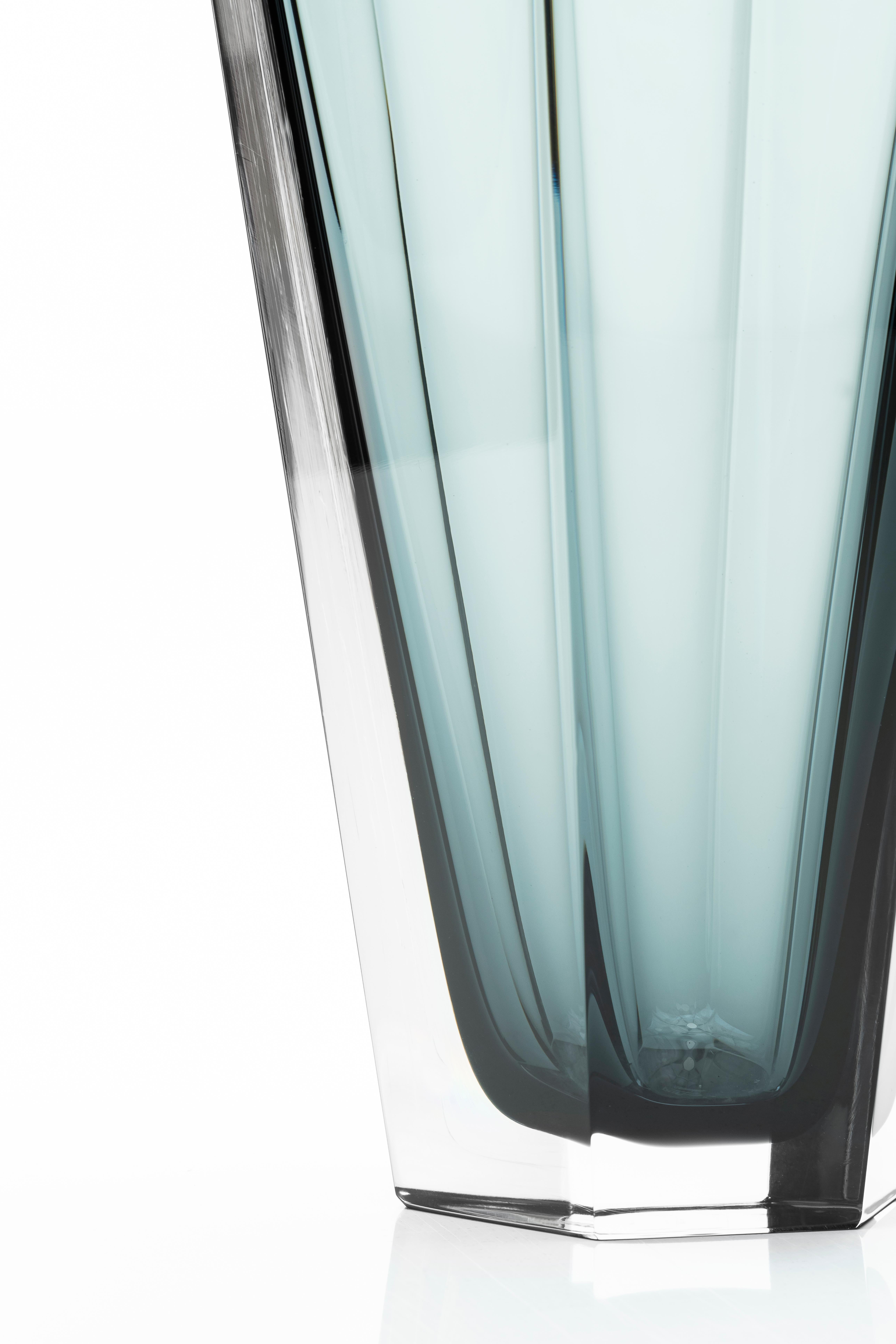 Moderne Vase en verre de Murano transparent gris Alessandro Mendini Gemello du 21ème siècle en vente