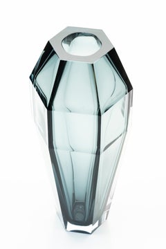 21st Century Alessandro Mendini Gemello Murano Transparent Glass Vase Grey