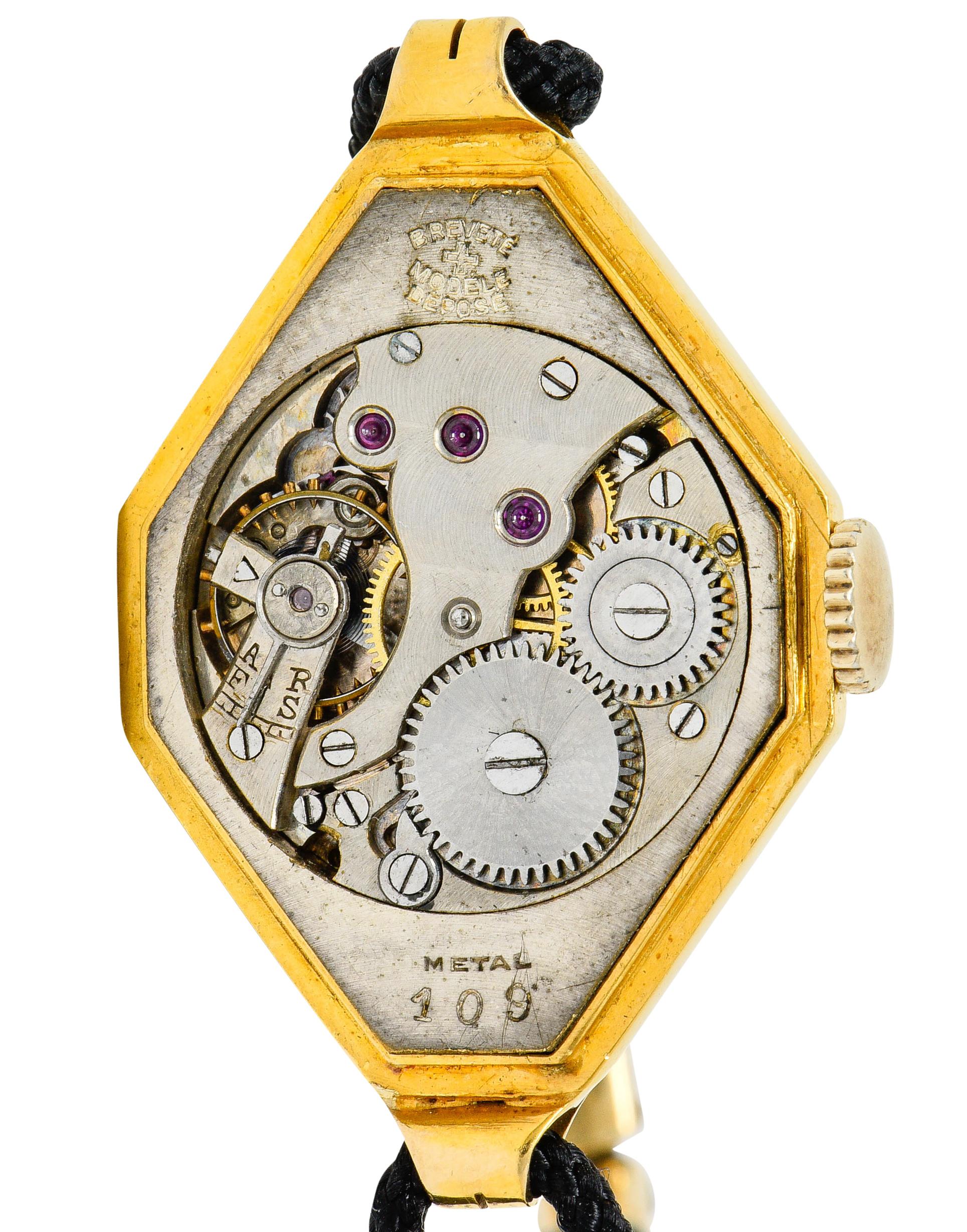 Gemex Art Deco 1.00 Carat Diamond 18 Karat Gold Antique Watch Bracelet 2