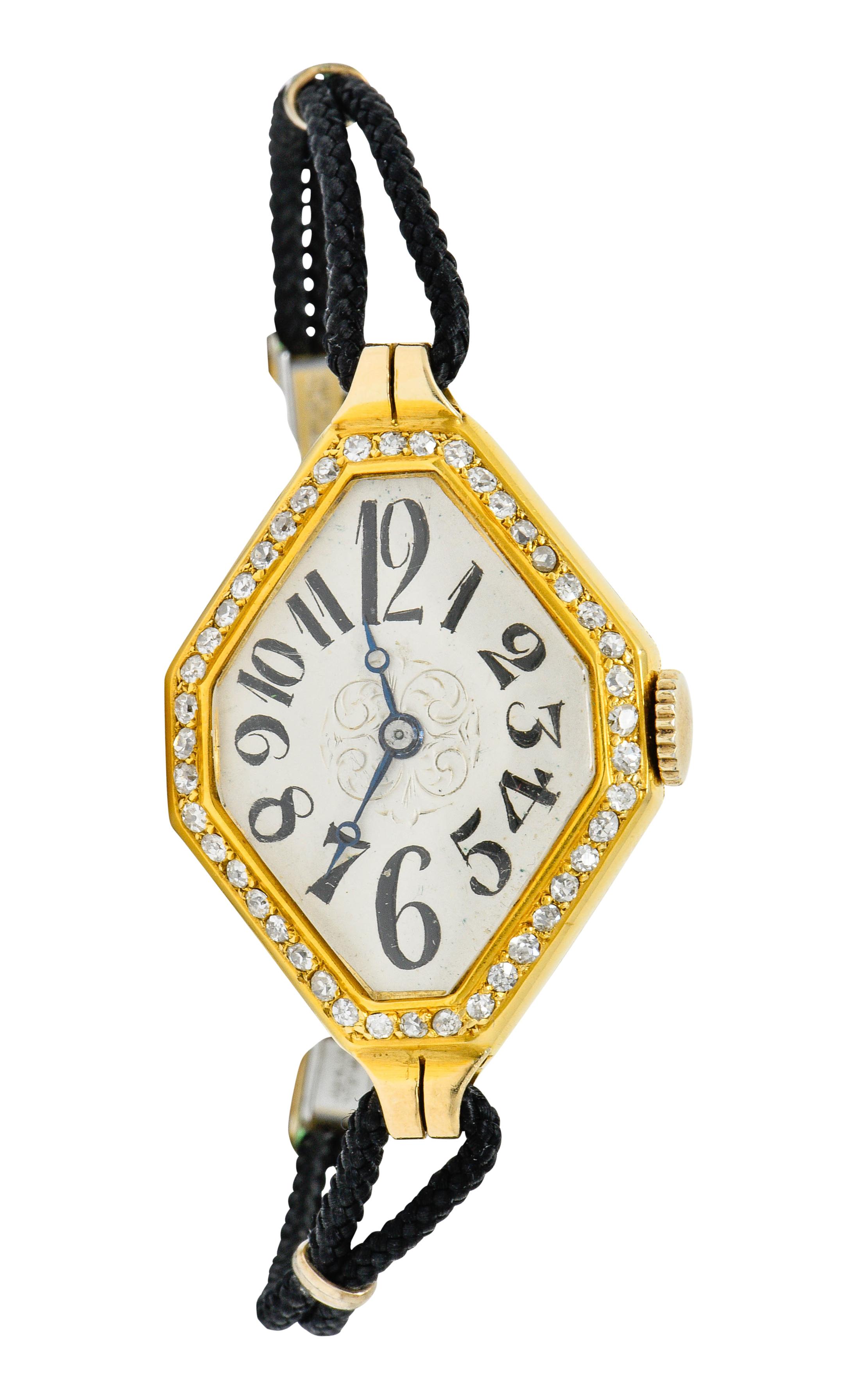 Gemex Art Deco 1.00 Carat Diamond 18 Karat Gold Antique Watch Bracelet 5