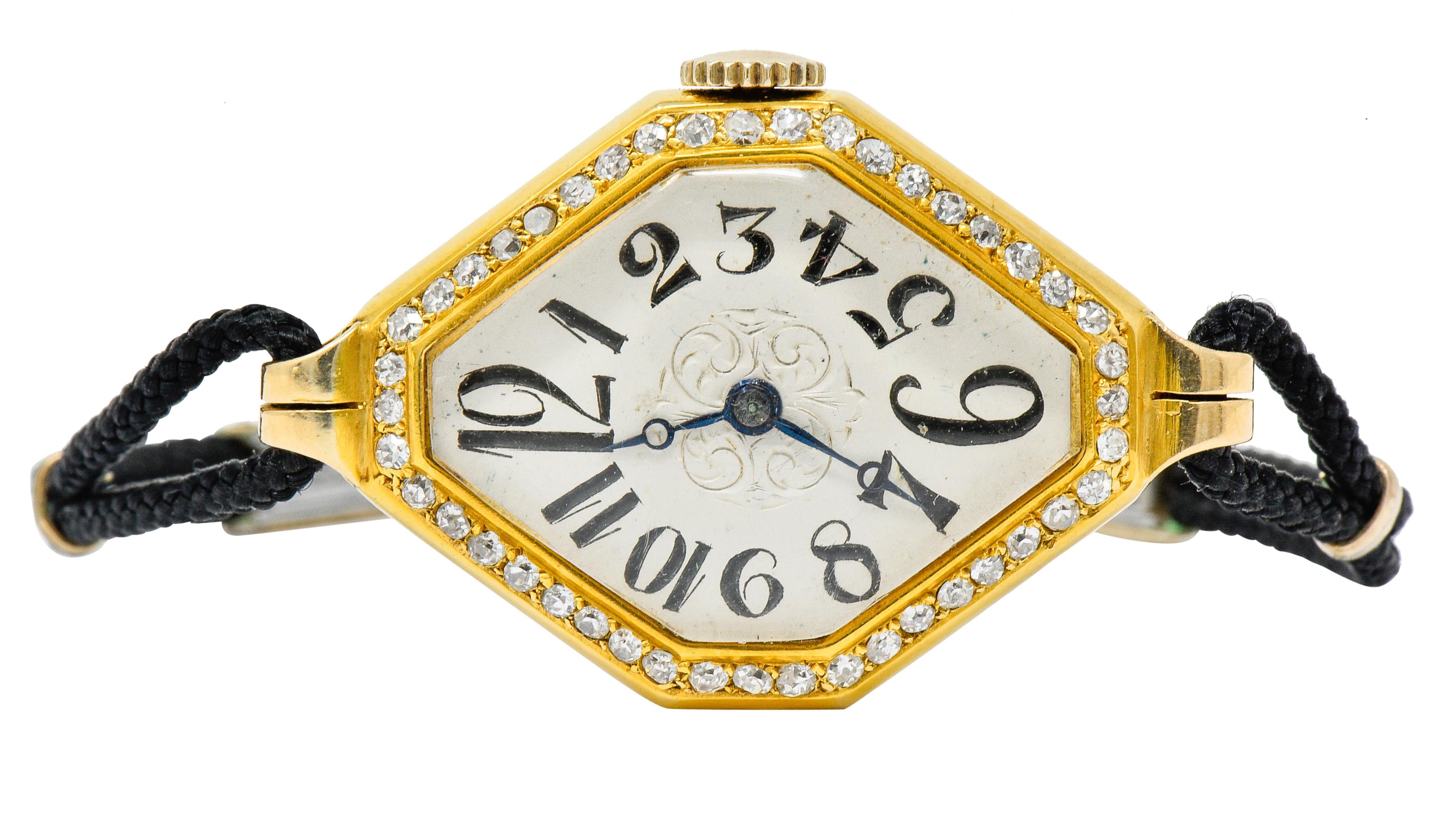 Gemex Art Deco 1.00 Carat Diamond 18 Karat Gold Antique Watch Bracelet Excellent état à Philadelphia, PA
