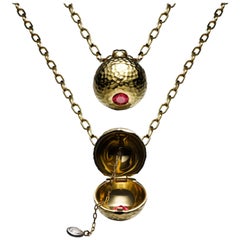 Ruby and 18 Karat Gold Locket Pendant and Necklace
