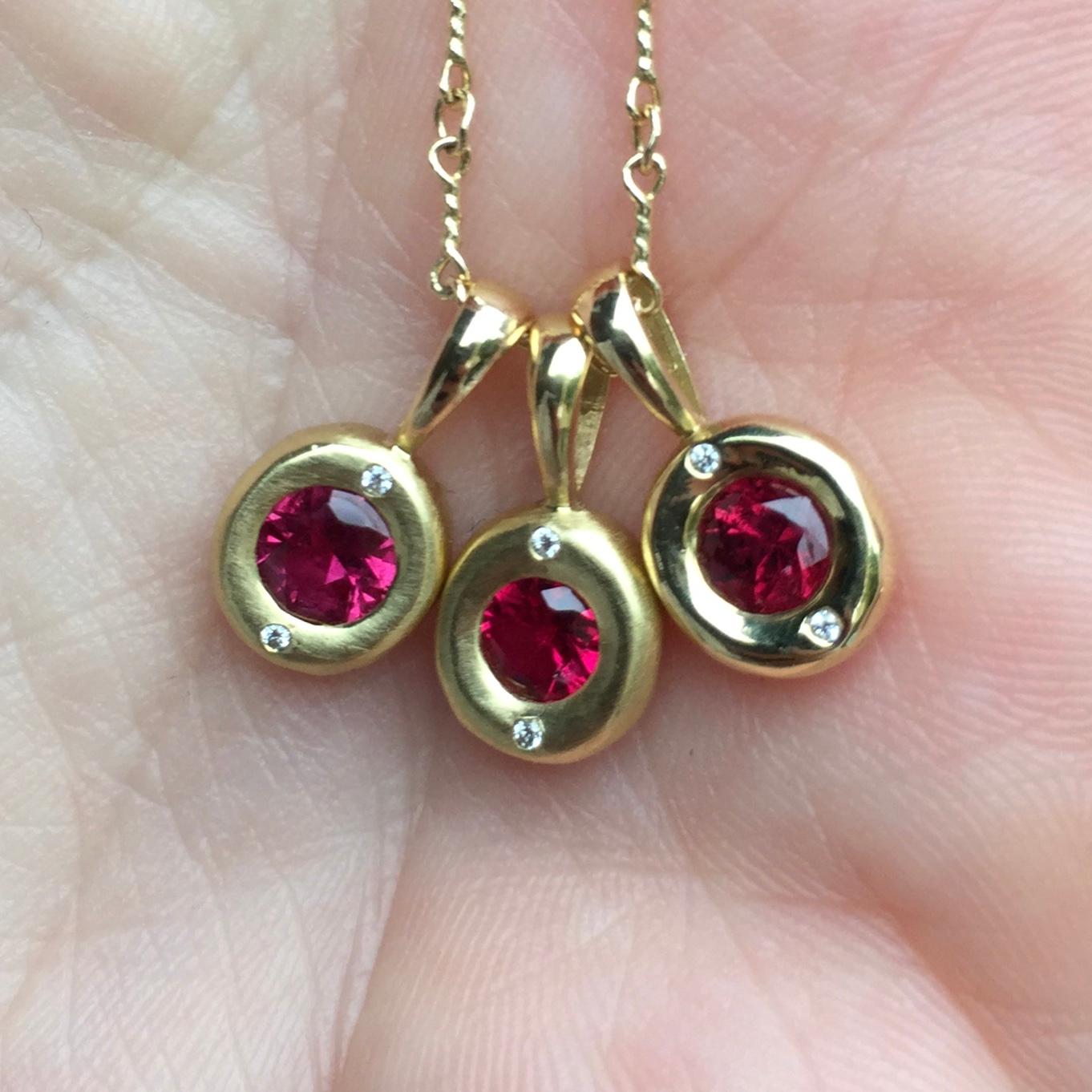 Rose Cut Gemfields Mozambique Ruby and 18 Karat Gold Pendant Necklace