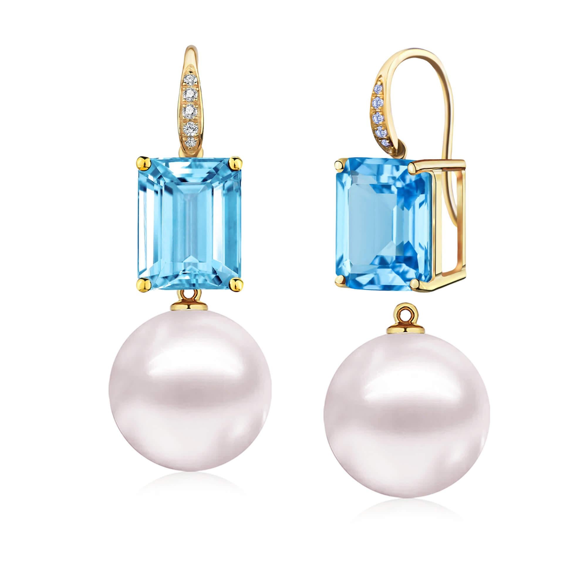 GemFusion 13.65ctw Topaz Peridot Citrine Diamond Pearl Convertible Drop Earrings in vendita 5