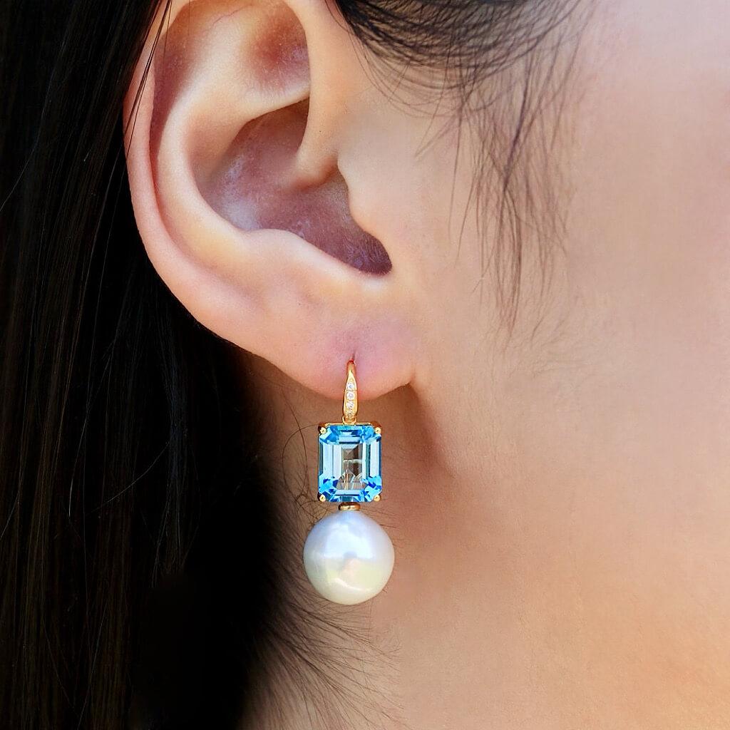 GemFusion 13.65ctw Topaz Peridot Citrine Diamond Pearl Convertible Drop Earrings in vendita 6
