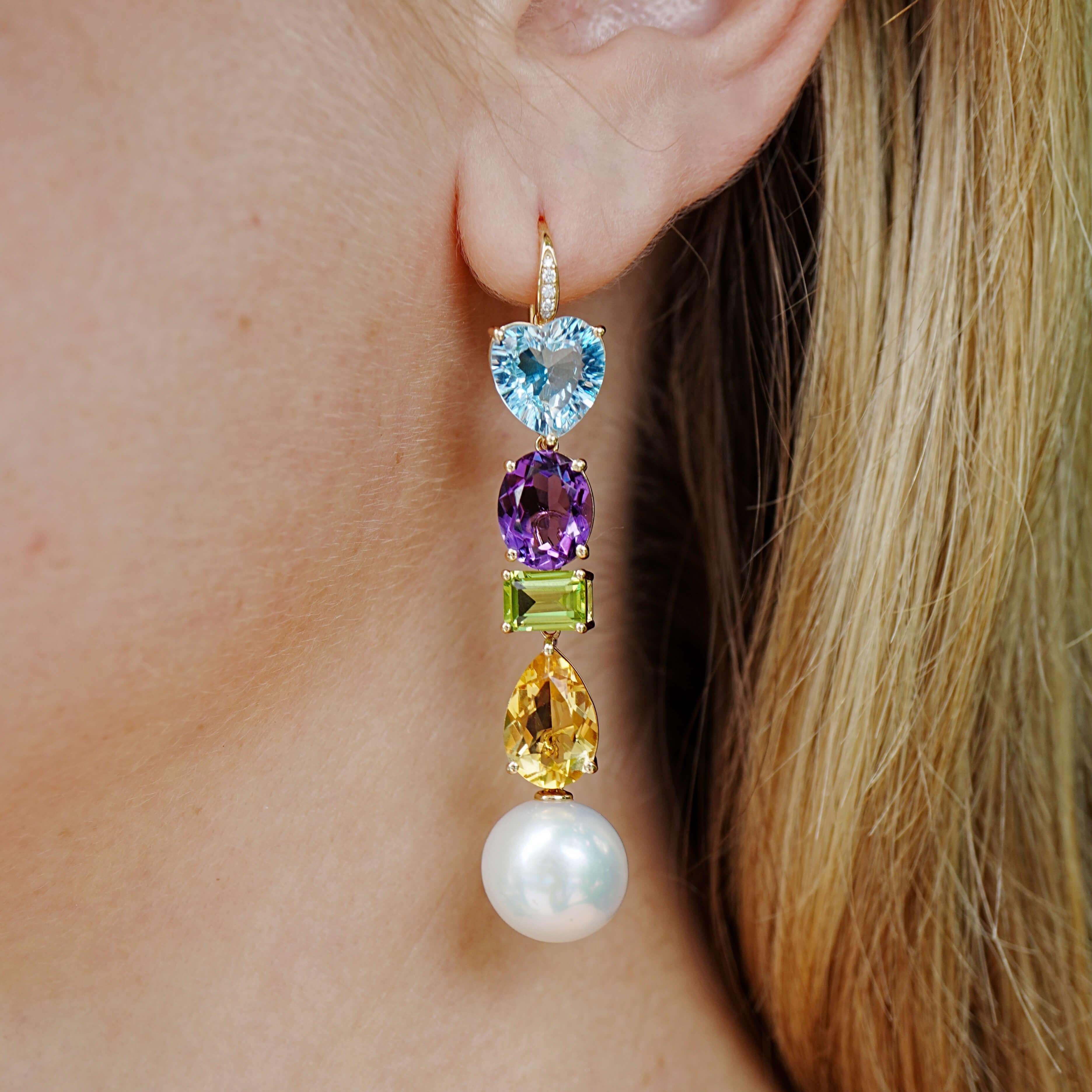 14K Solid Gold
2 Pieces Natural Topaz｜Sky Blue｜Heart｜Eye Clean
Topaz CTW: 9.80
2 Pieces Natural Amethyst｜Purple｜Oval｜Eye Clean
Amethyst CTW: 5.00
2 Pieces Natural Peridot｜Green｜Emerald-Cut｜Eye Clean
Peridot CTW: 2.00
2 Pieces Natural