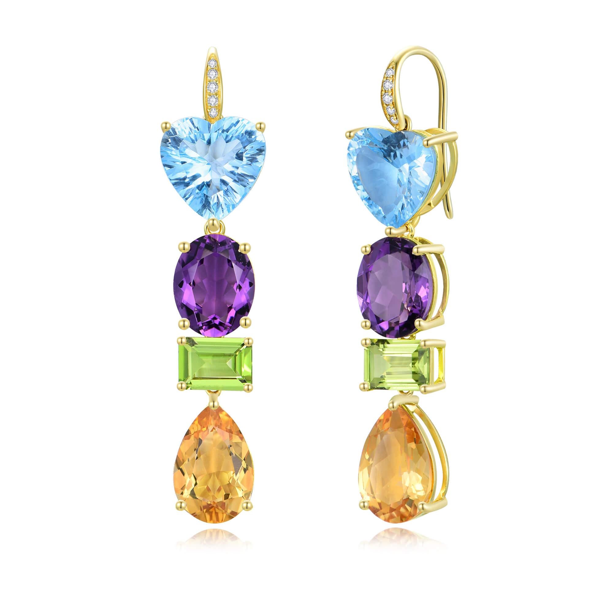 GemFusion 22.05ctw Topaz Peridot Citrine Diamond Pearl Convertible Drop Earrings in vendita 1