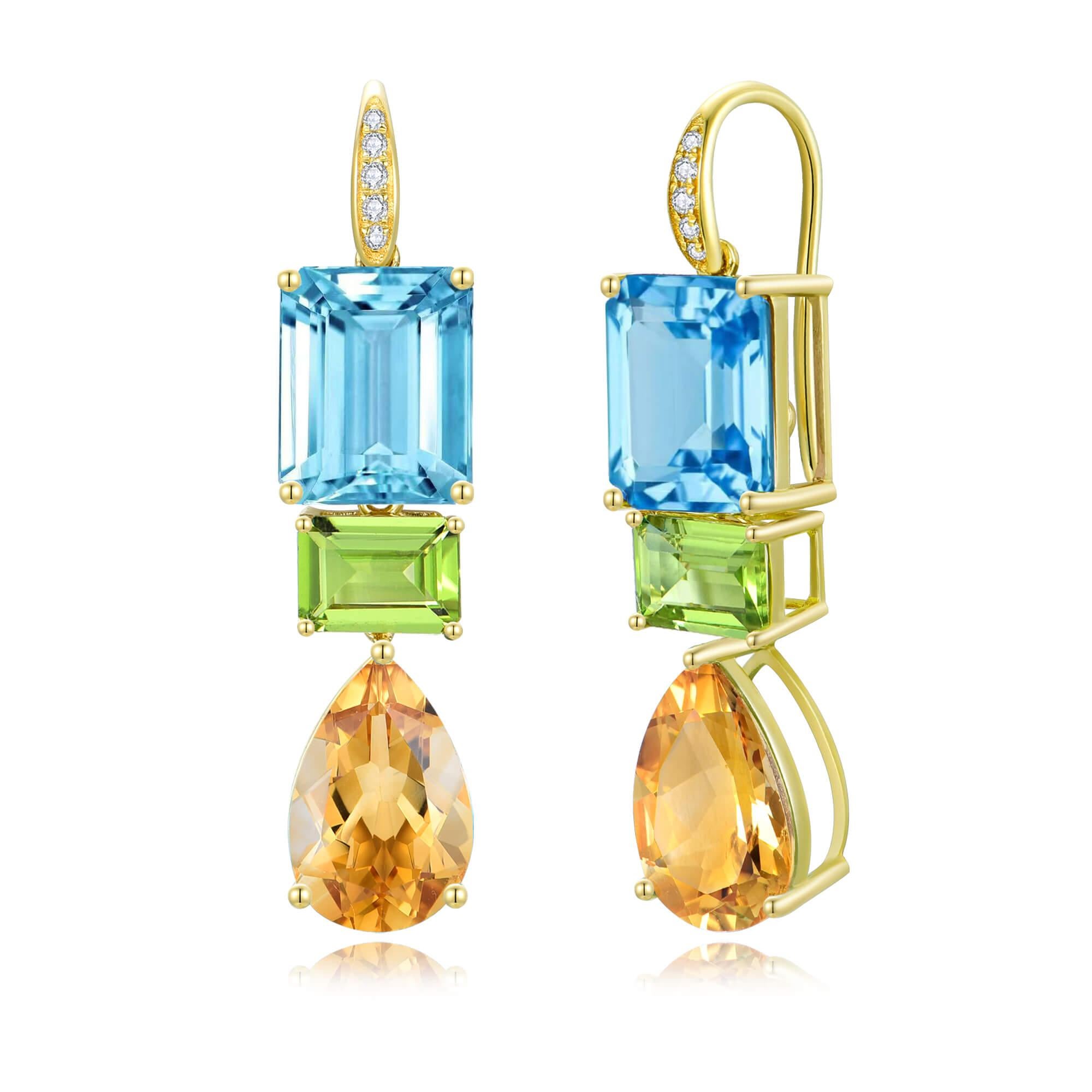 GemFusion 13.65ctw Topaz Peridot Citrine Diamond Pearl Convertible Drop Earrings in vendita 2