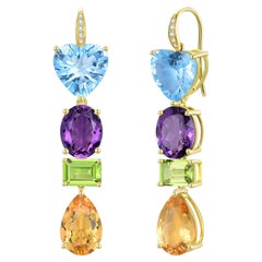 GemFusion 22.05 Topaz Amethyst Peridot Citrine Diamond Convertible Drop Earrings