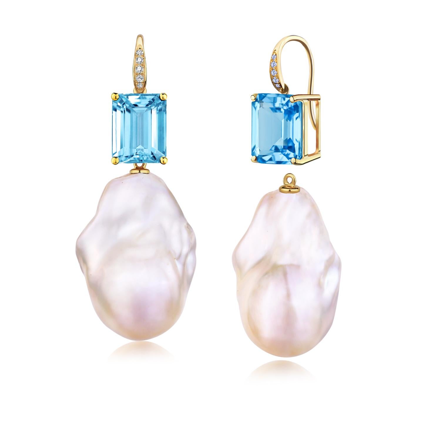 GemFusion Topaz Peridot Citrine Diamond Baroque Pearl Convertible Drop Earrings in vendita 6