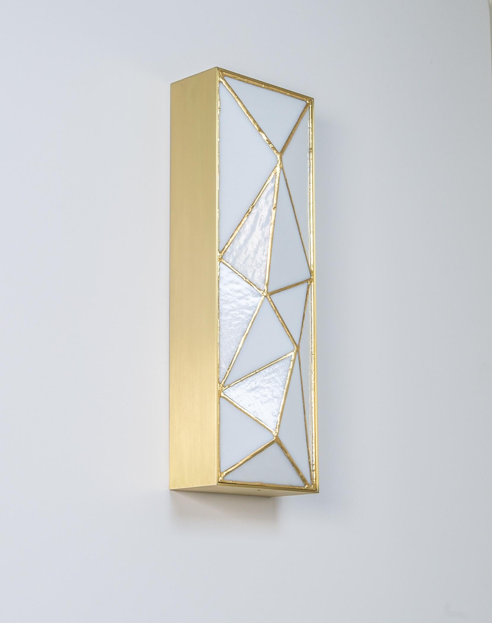 American Gem_Gold, Contemporary Wall Sconce in Glass and Brass by Kalin Asenov For Sale