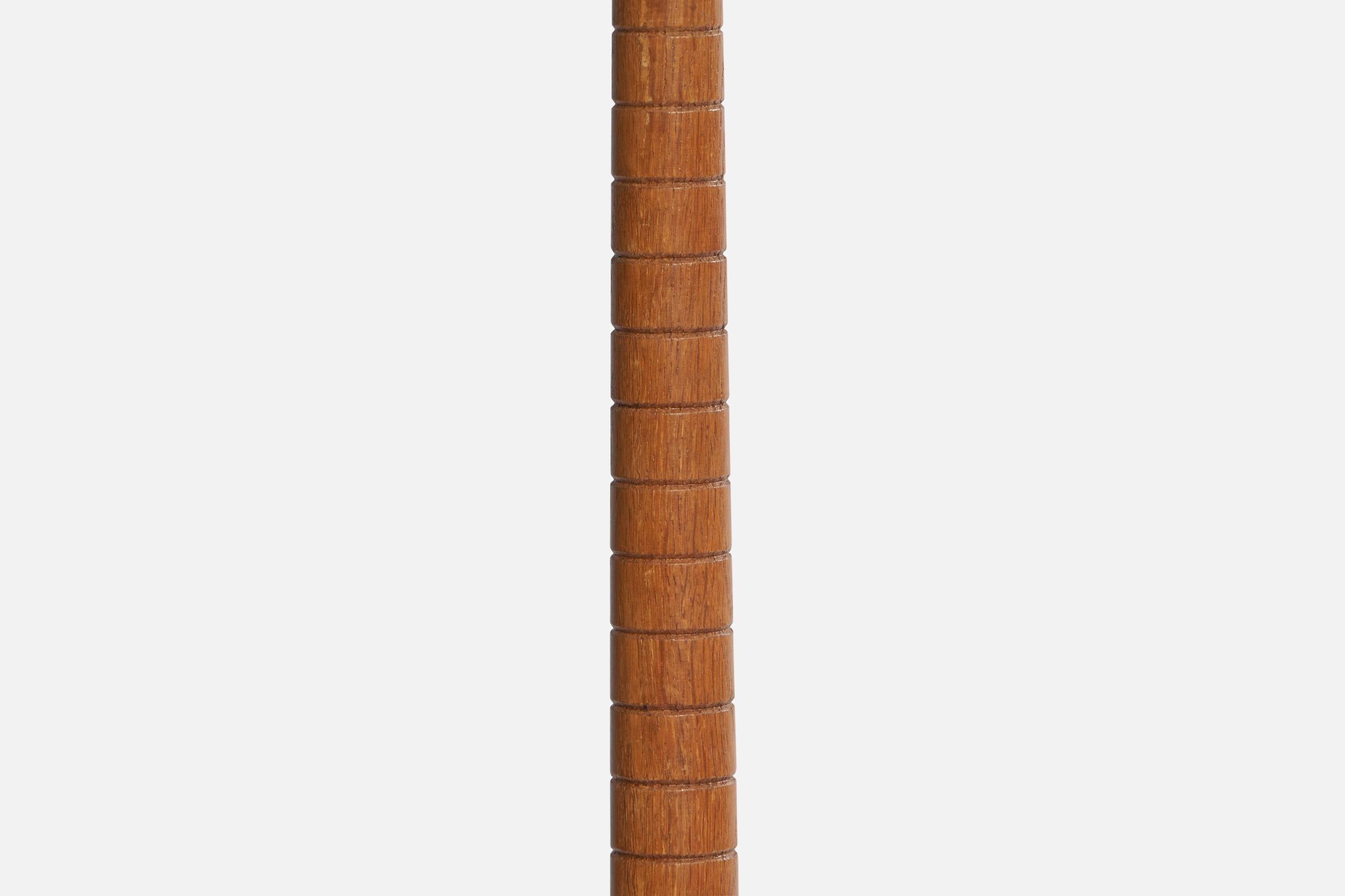 GEMI, lampada da terra, ottone, olmo, vetro, Svezia, anni '40 In condizioni buone in vendita a High Point, NC