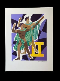 Gemini 5/21 - 6/20 Vintage Cubist Zodiac Modern Art Orig Silkscreen S/N Rare