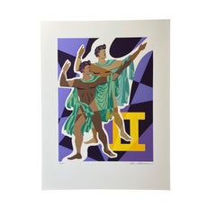 Gemelli 5/21 - 6/20 Vintage Cubist Zodiac Modern Art Orig Silkscreen S.N.S.A. Rare