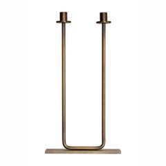 Gemini Italian Two-Arm Candleholder in Bronzed Brass