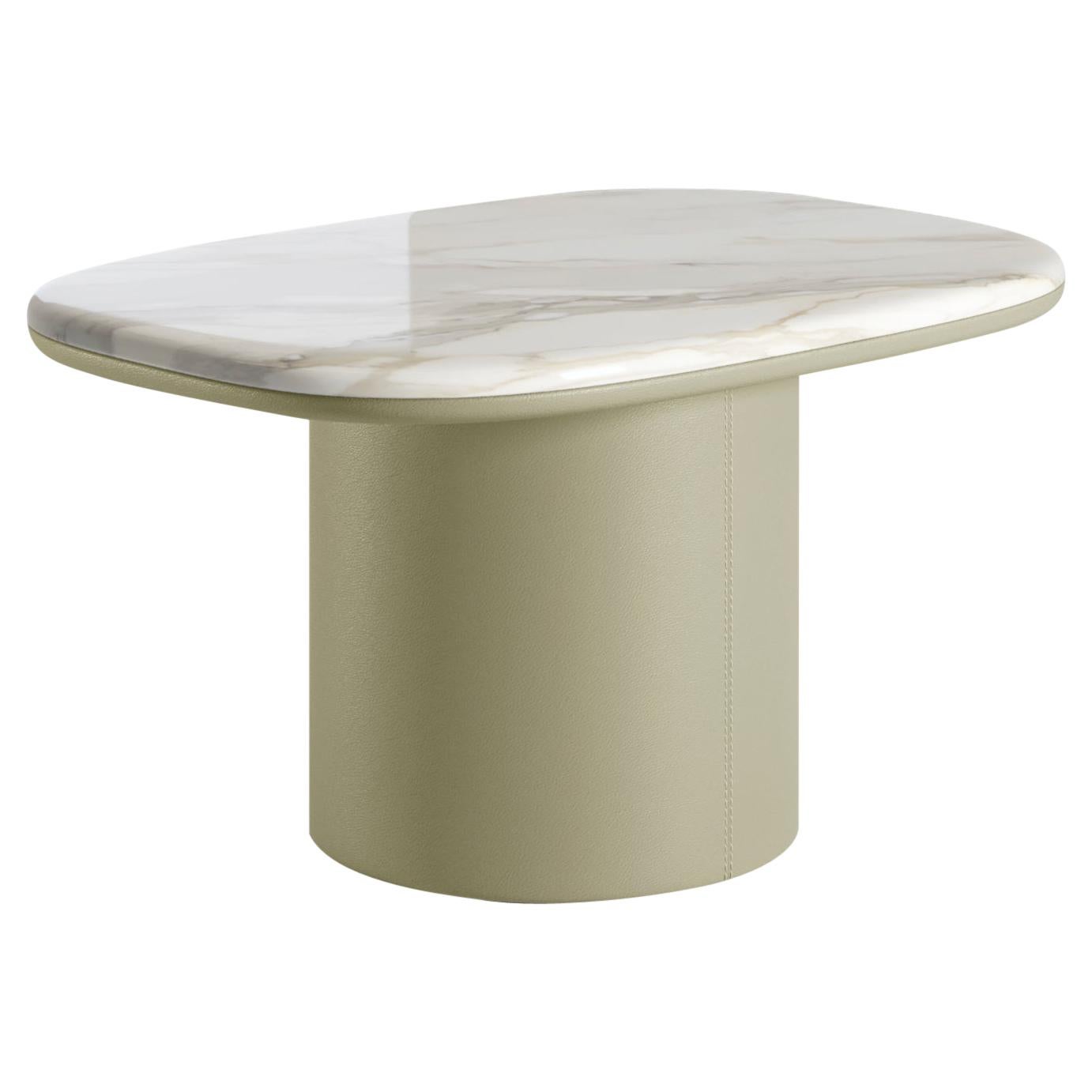 Gemini Major Hex Coffee Table in Leather and Marble For Sale
