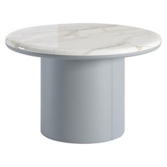 Table basse ronde majeure Gemini en cuir et marbre