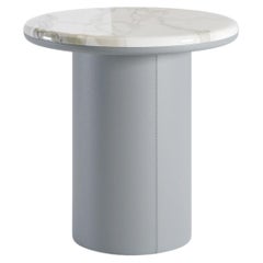 Table basse ronde mineure Gemini en cuir et marbre