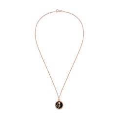 Gemini Necklace with Black Enamel and 0.01ct White Diamond by Selda Jewellery