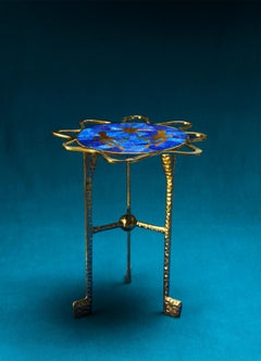 Gemini Side Table in Brass with Semi Precious Stones, Viya by Vikram Goyal