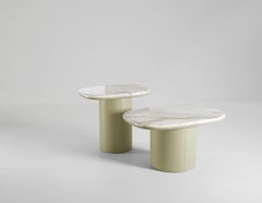 Gemini Soft-Hex Small Coffee Table Marble & Leather, Contemporary Design, Italy