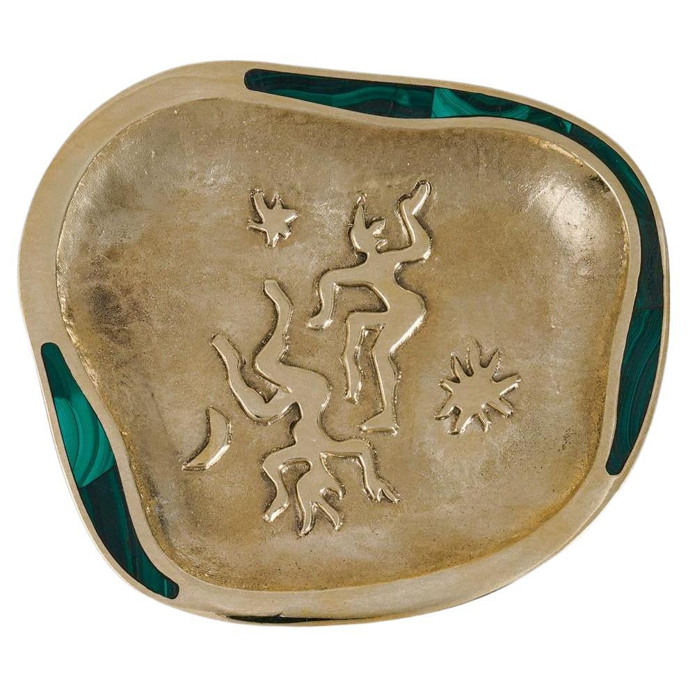 Gemini Trinket Tray in Brass with Semi Precious, Viya by Vikram Goyal