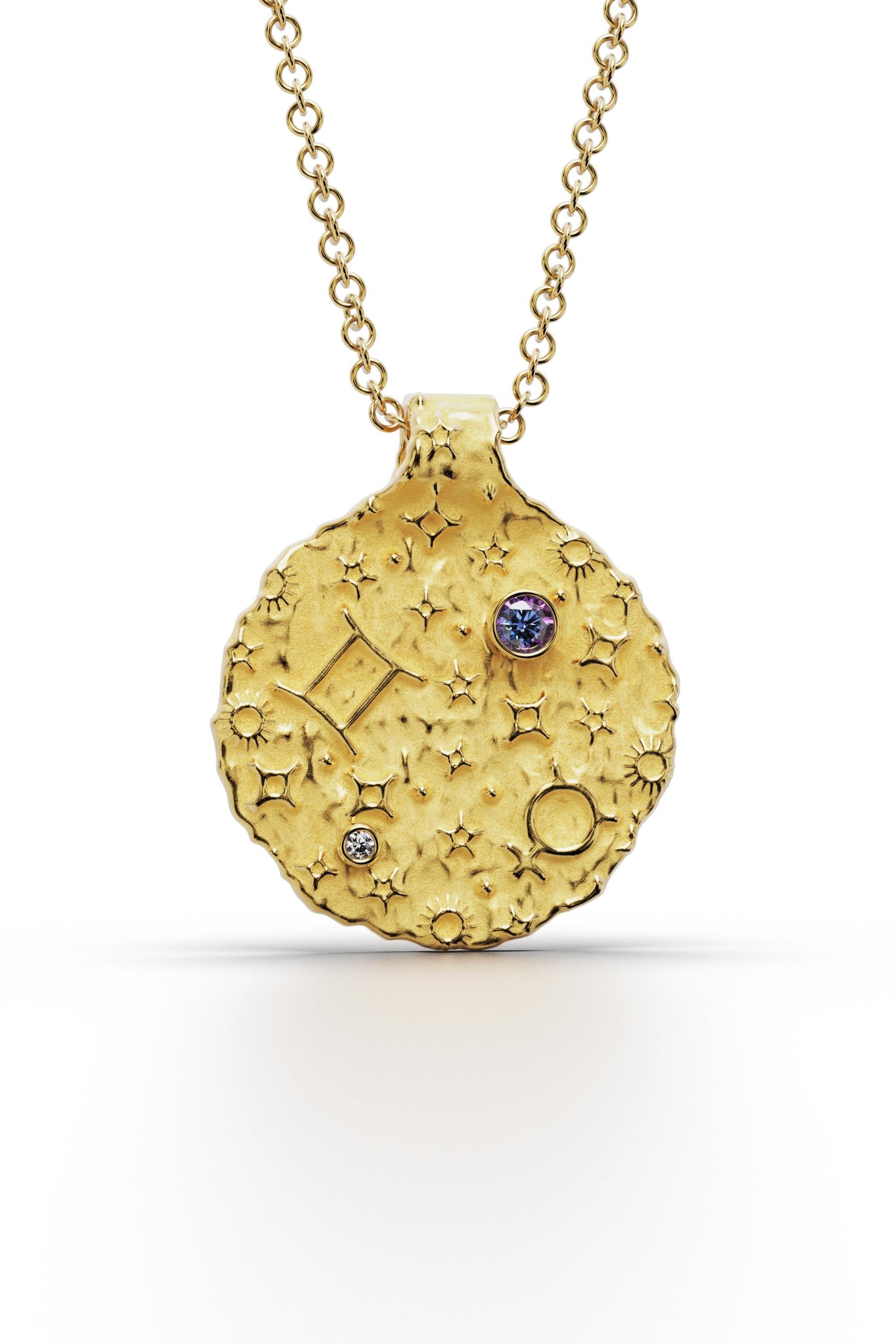💨 Exquisite Handmade Gemini Zodiac Pendant in 14K Gold 💨
Celebrate the duality and intellect of Gemini with this luxurious handcrafted pendant, designed and made to order in Italy by Oltremare Gioielli. This round pendant (2 cm diameter) is