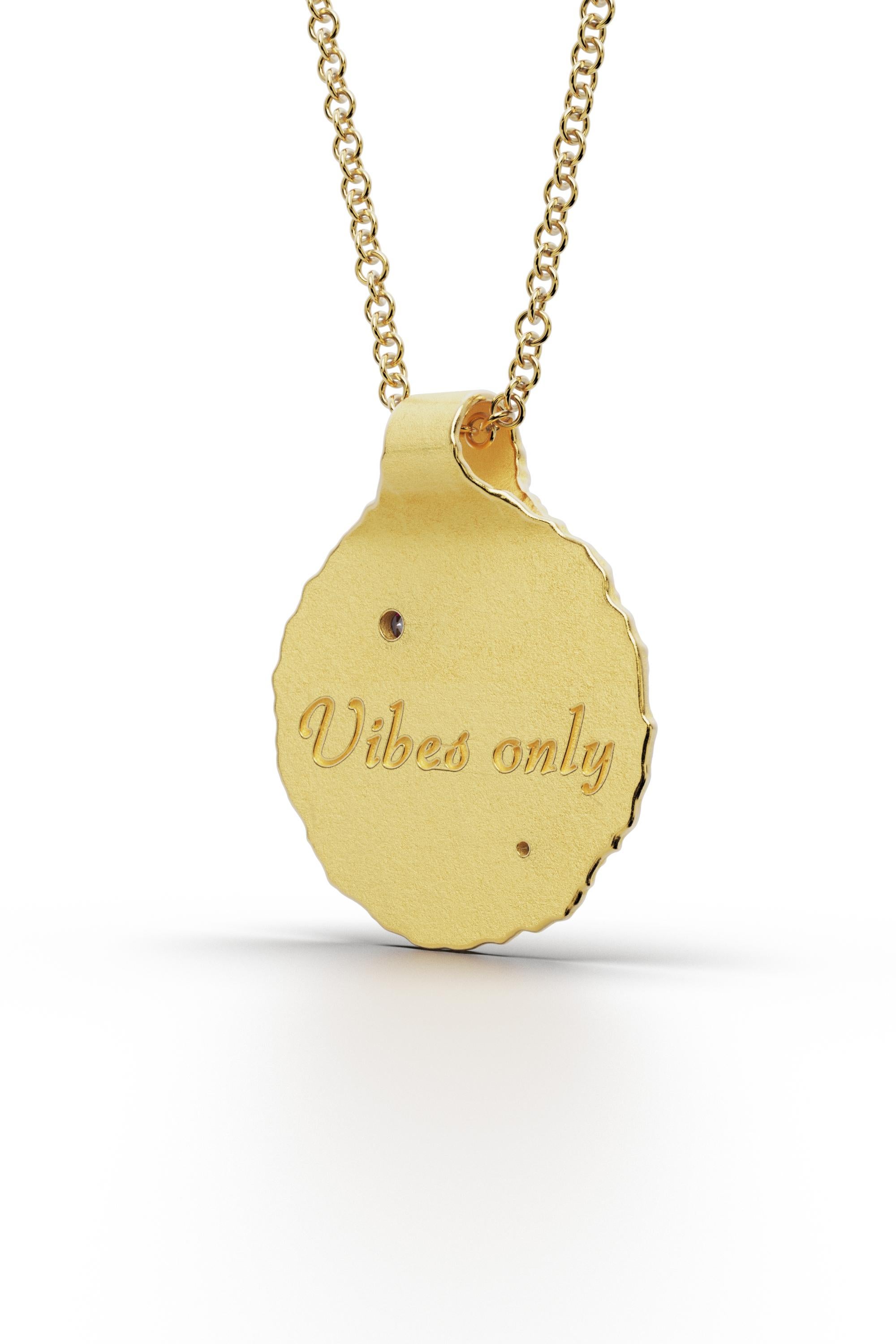 Women's Gemini Zodiac Pendant –14K Solid Gold – Astrology Necklace By Oltremare Gioielli For Sale