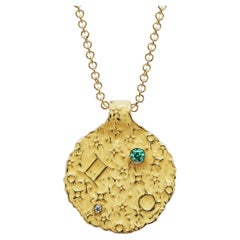 Colgante Zodiaco Géminis - Oro macizo 14K - Collar Astrológico Por Oltremare Gioielli