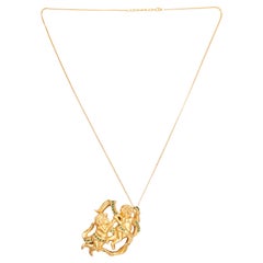 Gemini Zodiac Pendant in Silver, 24k Gold Plating & Emerald