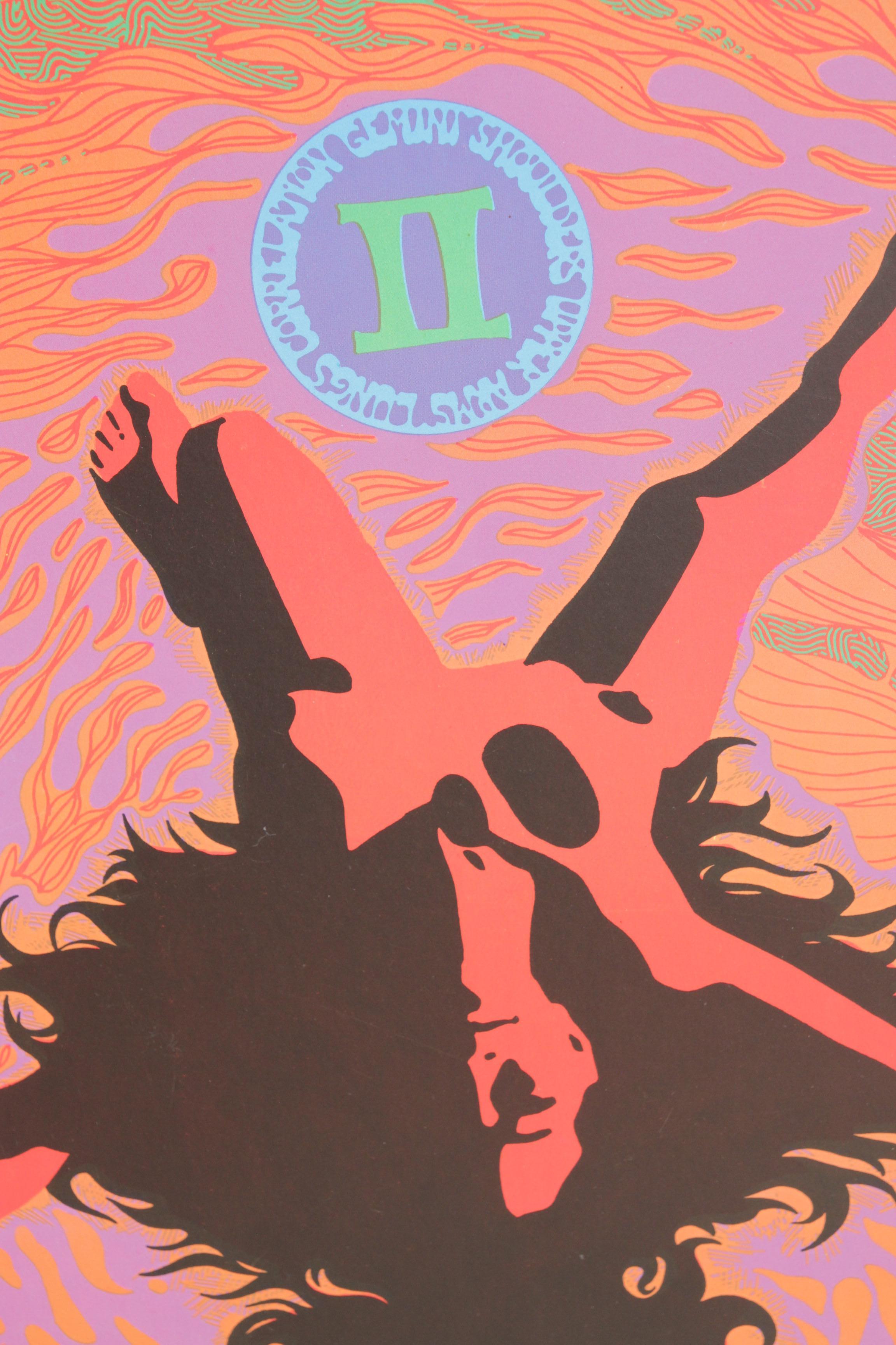 Zodíaco Géminis Arte Psicodélico 1967 Funky Características Póster siglo XX en venta