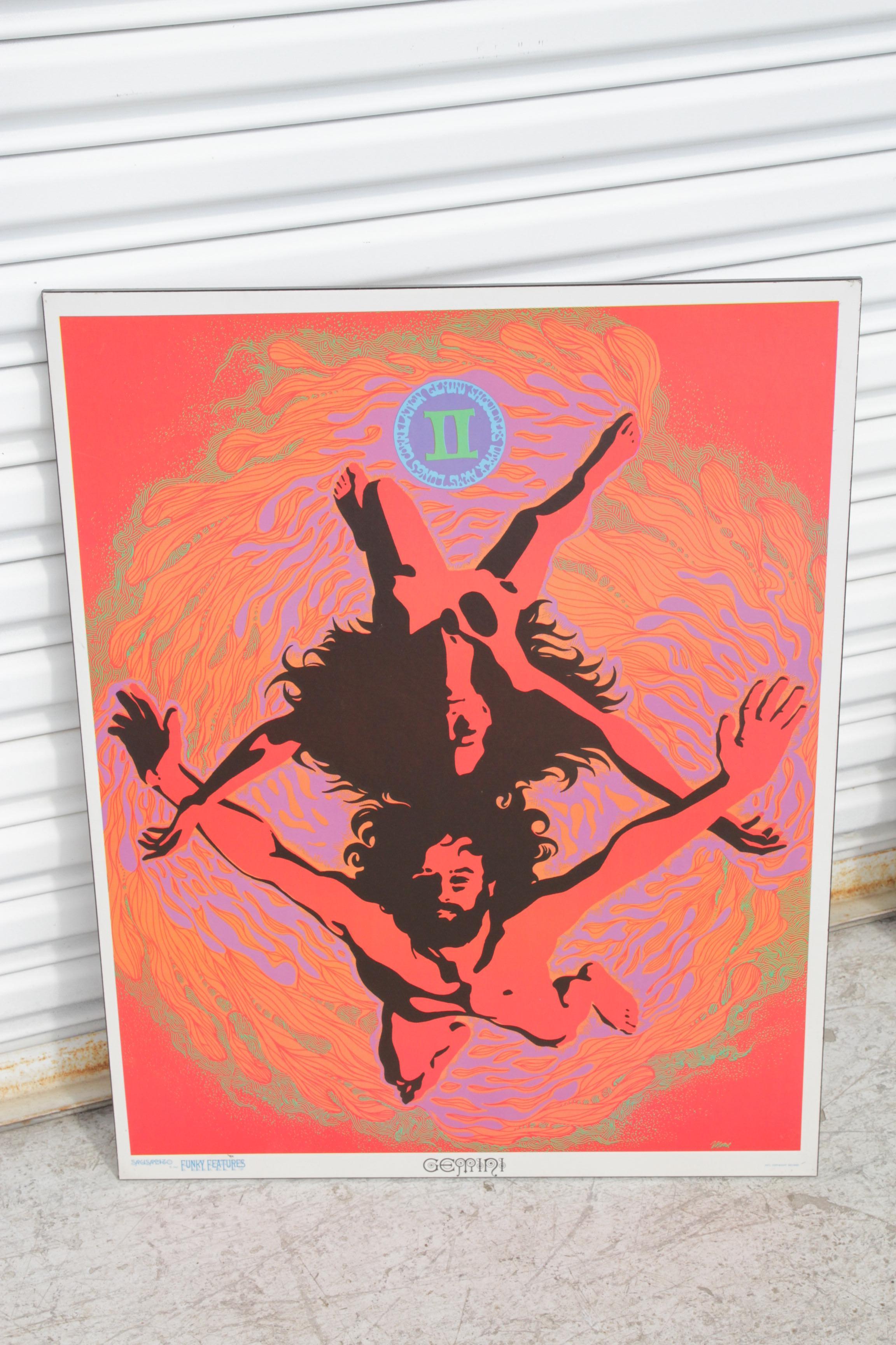 Zodíaco Géminis Arte Psicodélico 1967 Funky Características Póster Papel en venta