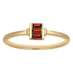 baguette garnet ring Gemistry 0.24 Cttw. Baguette-Shaped Garnet Band Ring in 14k Yellow Gold