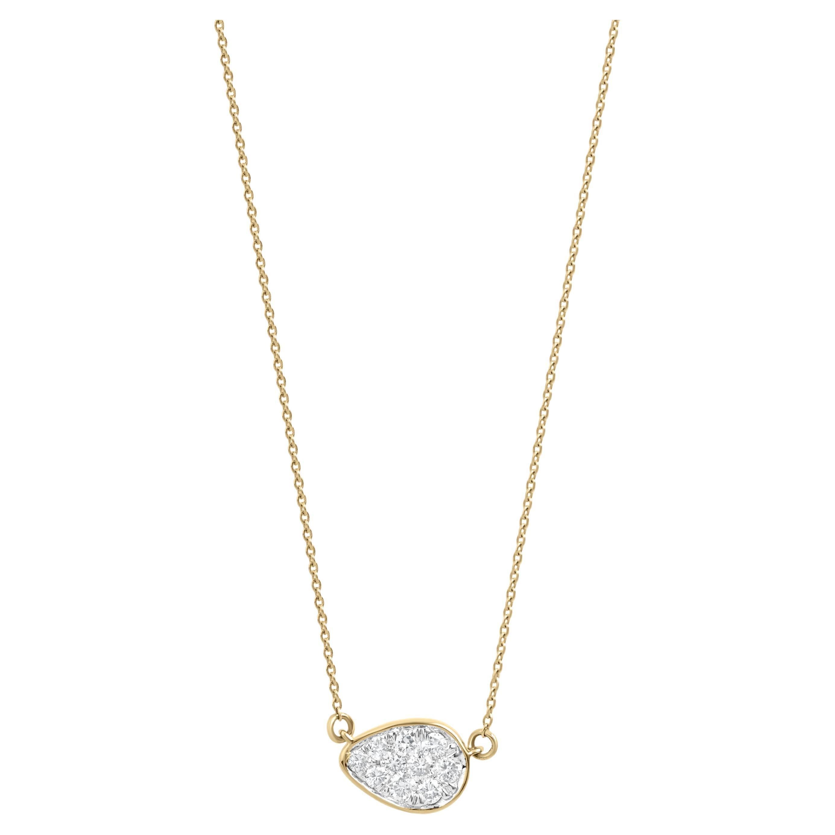 Round Cut Gemistry 0.50 Cttw Pear-Shaped Natural Diamond Necklace in 14K Gold, 16.5