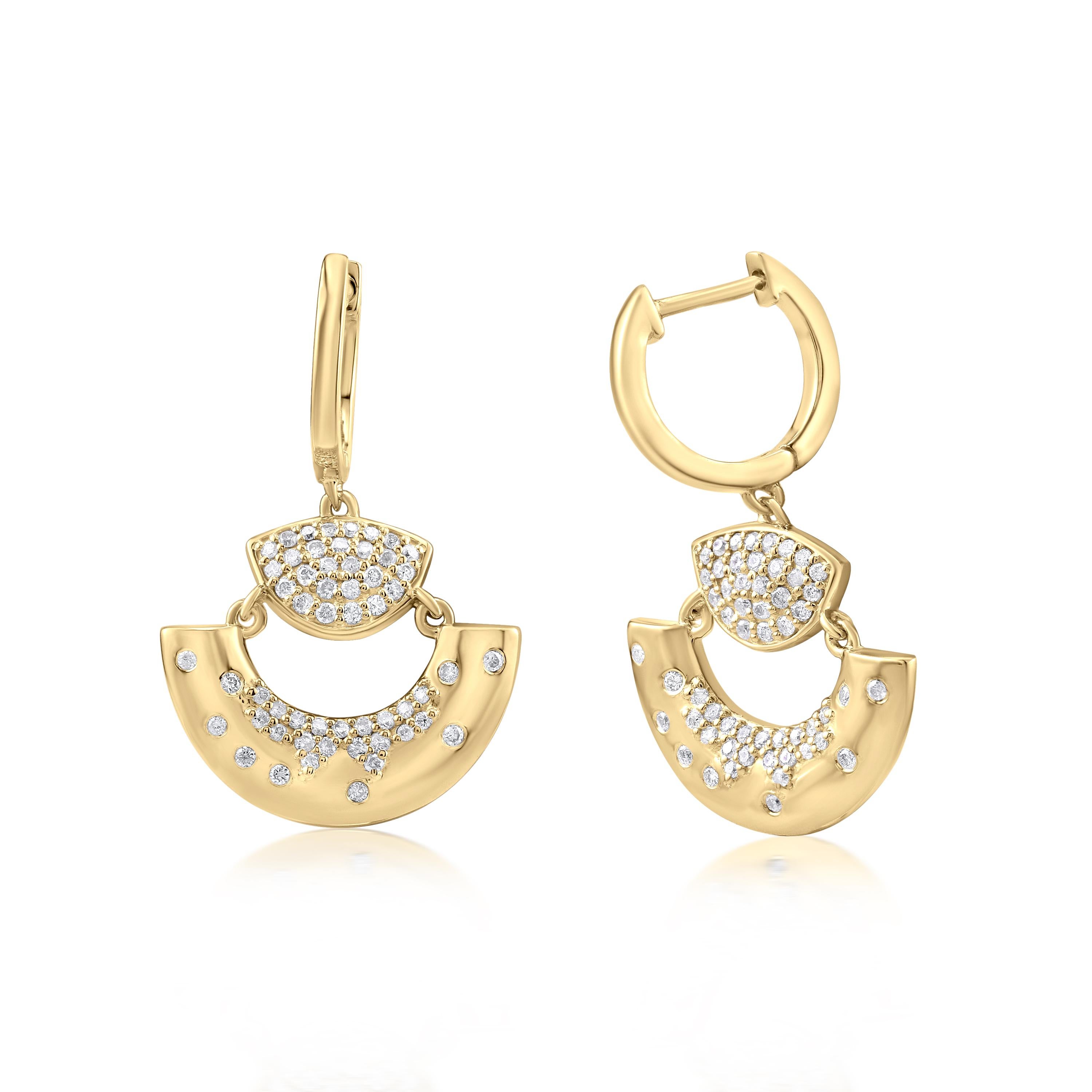 Contemporain Gemistry 0.6 Ct. T.W. Boucles d'oreilles pendantes en diamant et demi-cercle en argent 925 en vente