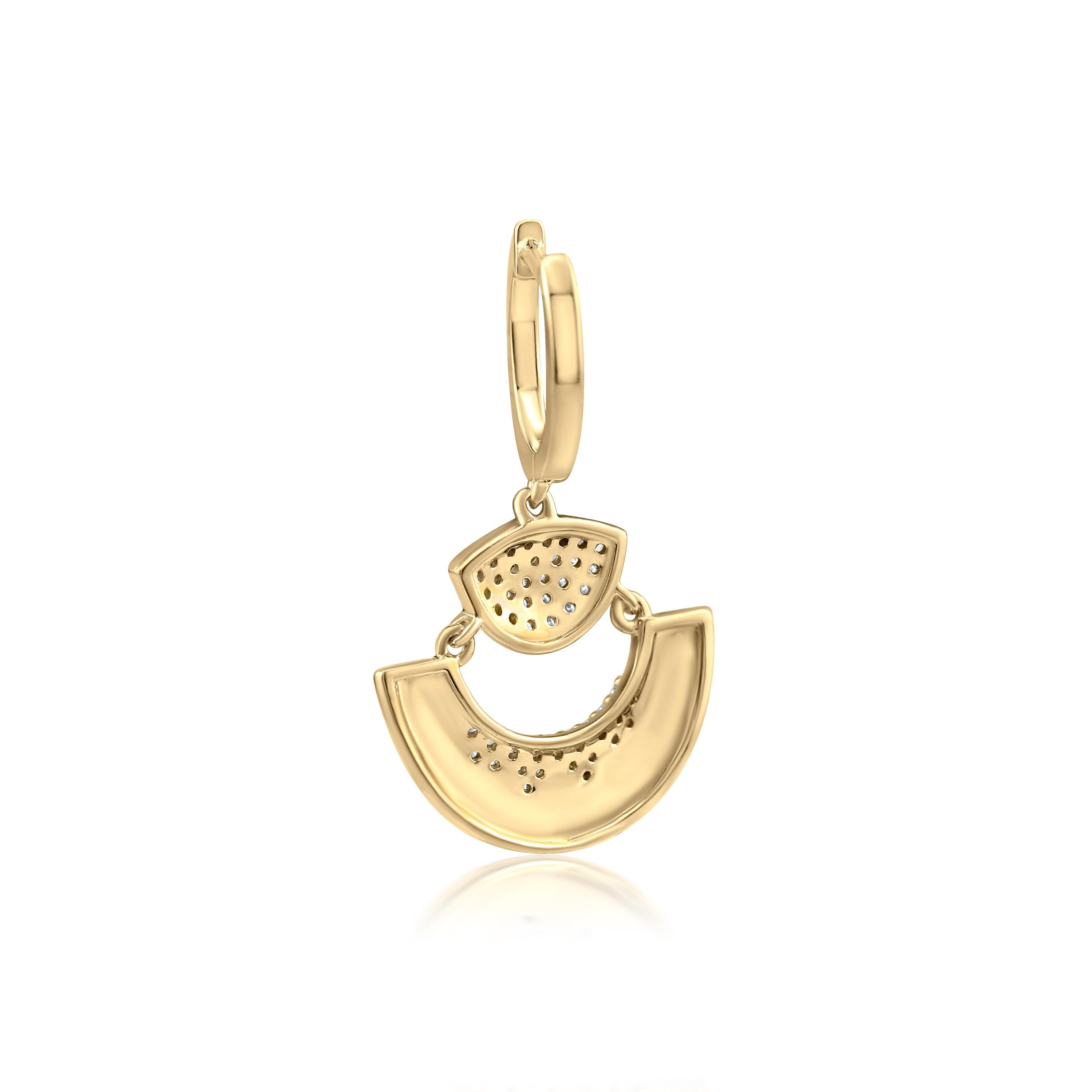 Taille ronde Gemistry 0.6 Ct. T.W. Boucles d'oreilles pendantes en diamant et demi-cercle en argent 925 en vente