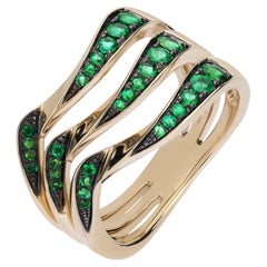 Gemisch 0.60 Cttw. Dreischichtiger Smaragdring aus 18 Karat Gelbgold