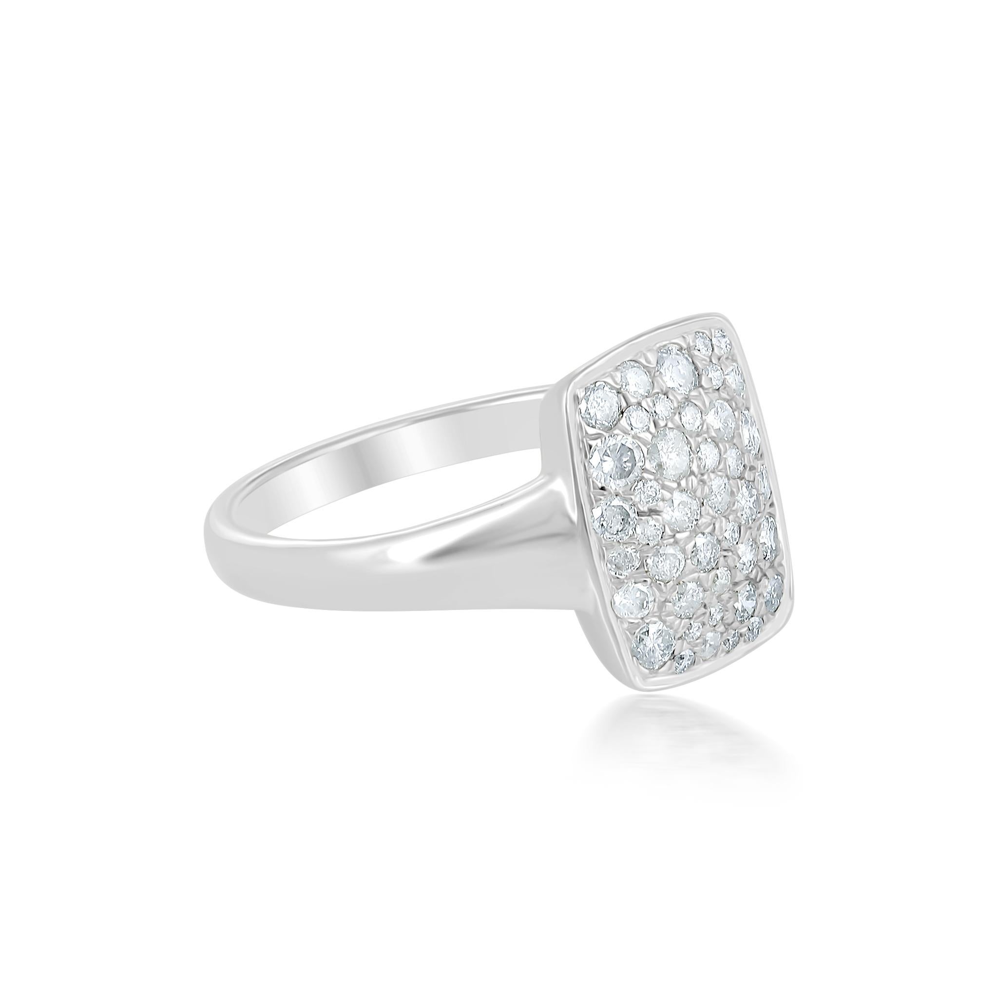 Contemporary Gemistry 0.63cttw Diamond Cluster Ring in 925 Sterling Silver For Sale