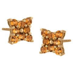 Boucles d'oreilles Gemistry en or jaune 14 carats avec citrine ronde de 0,85 carat