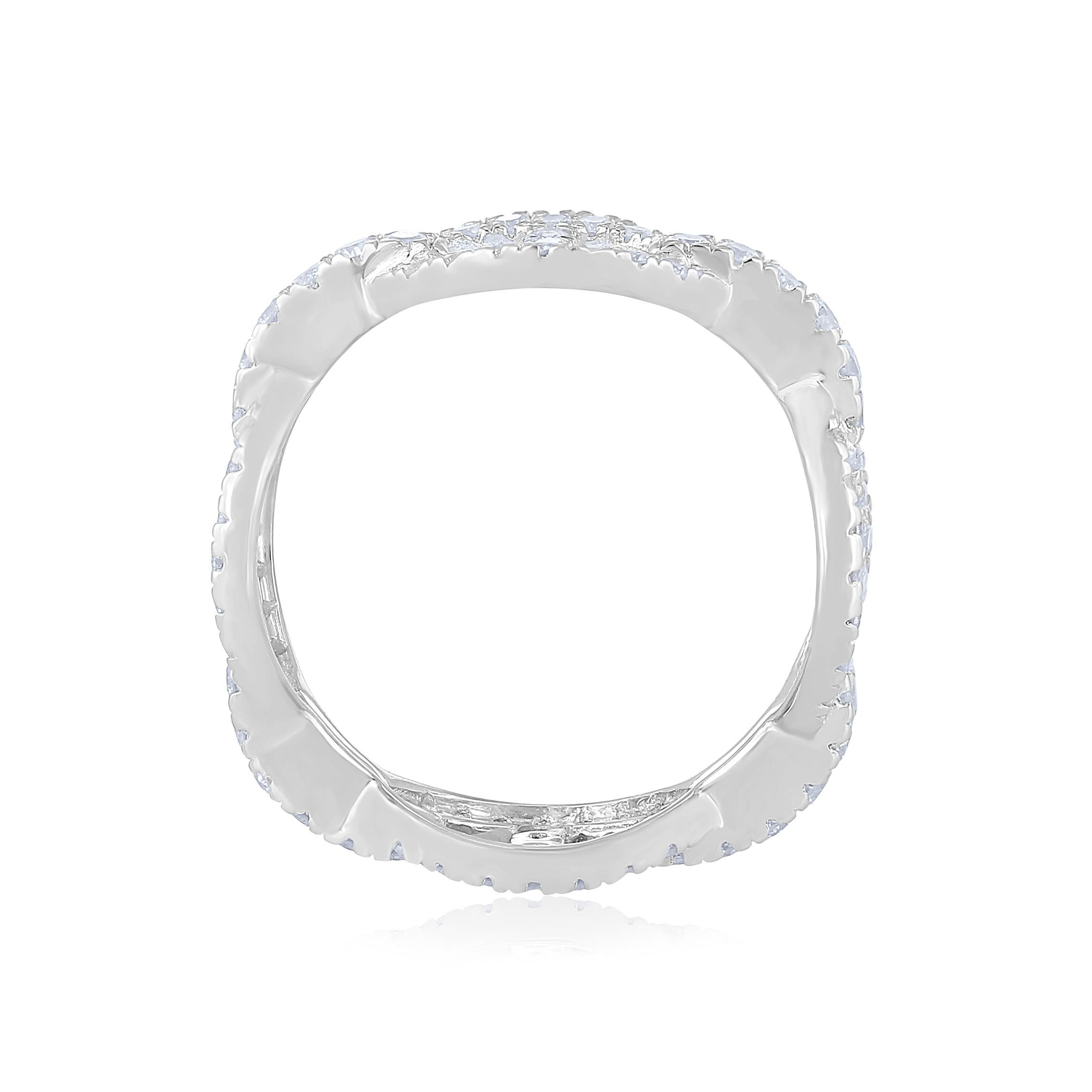 Contemporary Gemistry 0.98 Carat. T.W. Diamond Eternity Band Ring in 925 Sterling Silver For Sale