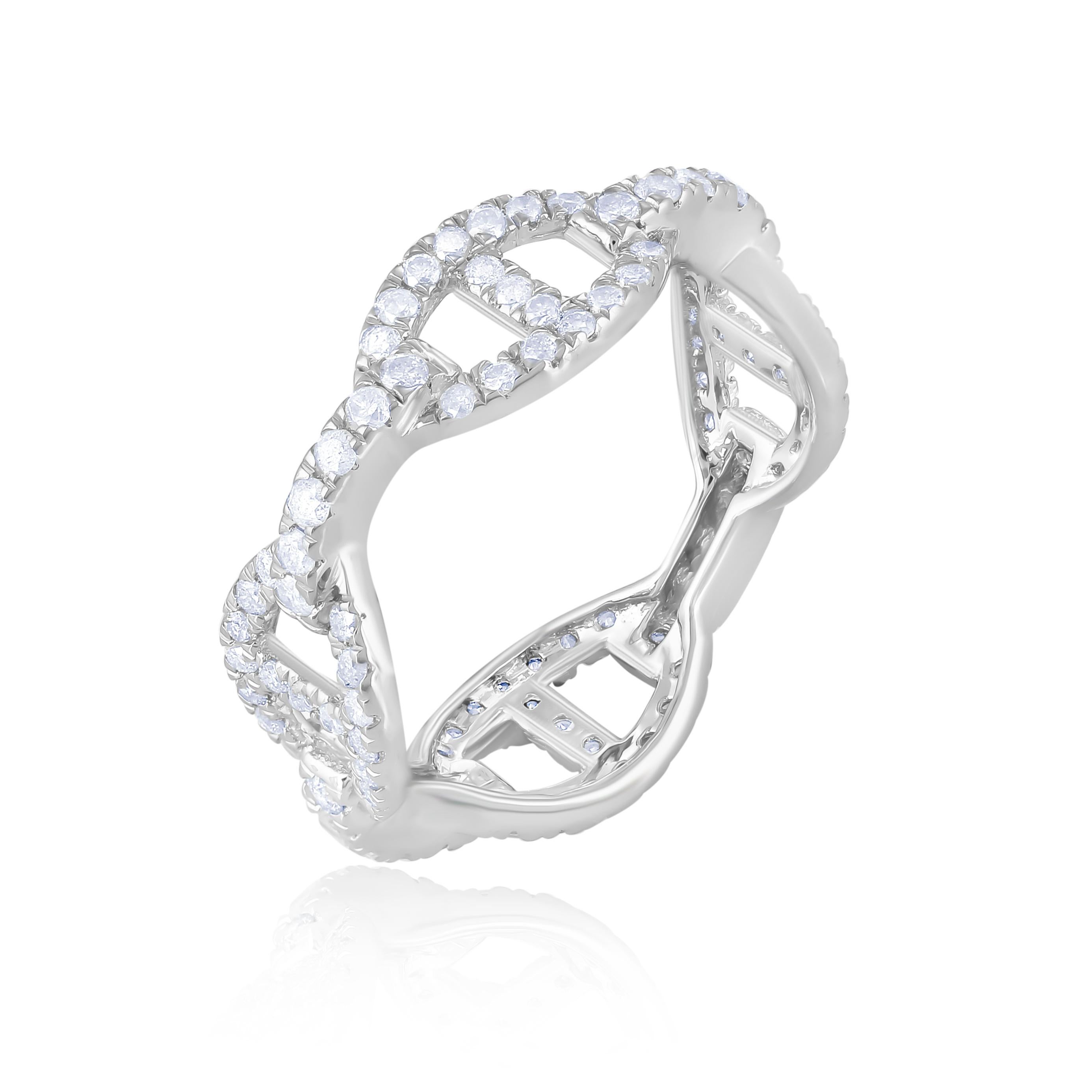 Geometrie 0.98 Karat. T.W. Eternity-Ring aus 925 Sterlingsilber mit Diamanten (Rundschliff) im Angebot